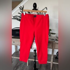 J.CREW Minnie Side Zip Red Crop Ankle Pants Size 12
